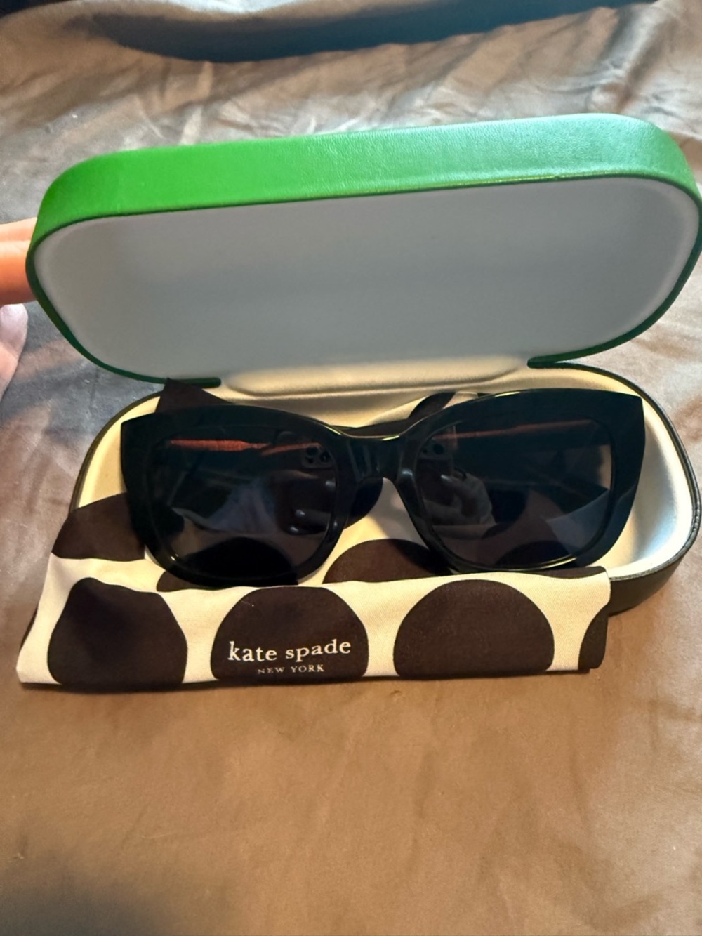 Kate Spade Black Cat-Eye Sunglasses with Polka Dot Pouch. Only worn twice!